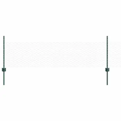 vidaXL Ogrodje s stebri Zelena 0.5 x 50 m Jeklo