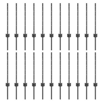 vidaXL Ograjni stebri 22 pcs Siva 100 cm Jeklo