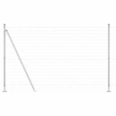 vidaXL Ogrodje s stebri srebrna 1.4 x 10 m Jeklo