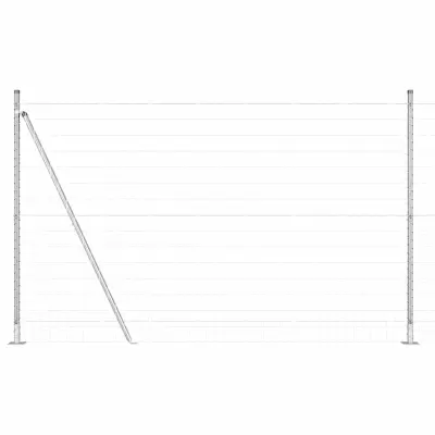 vidaXL Ogrodje s stebri srebrna 1.6 x 10 m Jeklo