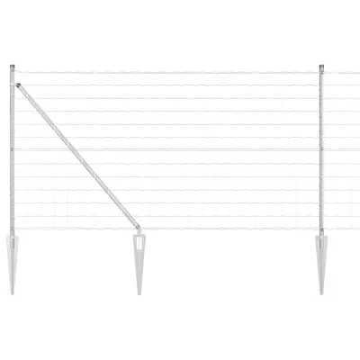 vidaXL Ogrodje s stebri srebrna 1 x 25 m Jeklo