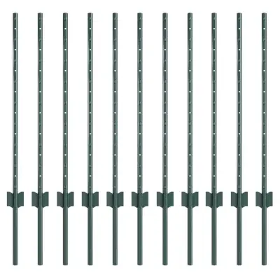 vidaXL Ograjni stebri 11 pcs Zelena 80 cm Jeklo