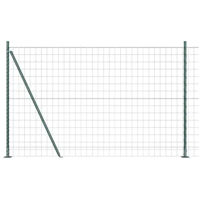 vidaXL Ogrodje s stebri Zelena 1.4 x 10 m Jeklo