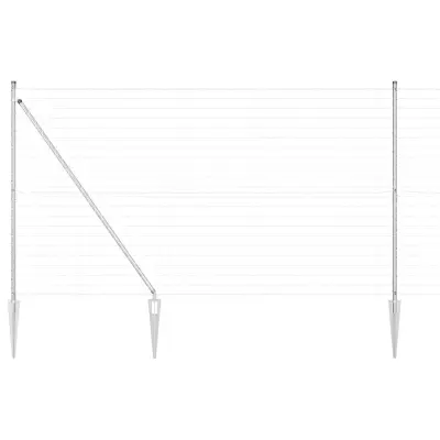 vidaXL Ogrodje s stebri srebrna 1.5 x 10 m Jeklo