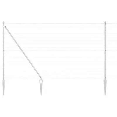 vidaXL Ogrodje s stebri srebrna 1.5 x 10 m Jeklo