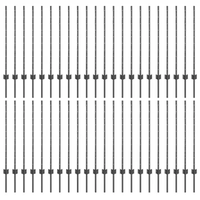 vidaXL Ograjni stebri 88 pcs Siva 140 cm Jeklo