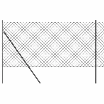 vidaXL Verižna ograja s stebri Siva 1.2 x 25 m Jeklo