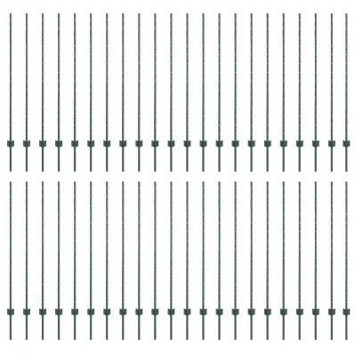 vidaXL Ograjni stebri 44 pcs Zelena 180 cm Jeklo