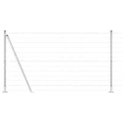 vidaXL Ogrodje s stebri srebrna 1.2 x 10 m Jeklo