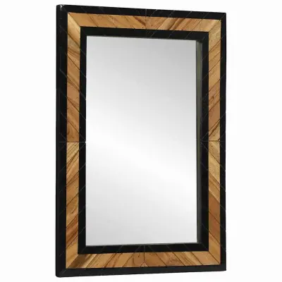 vidaXL Ogledalo Črna in rjava 70 x 2 x 70 cm Trden les akacije