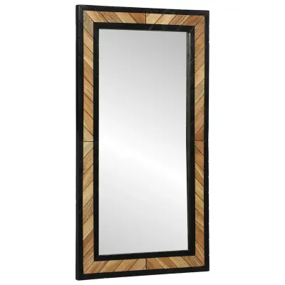 vidaXL Ogledalo Črna in rjava 90 x 2 x 50 cm Trden les akacije
