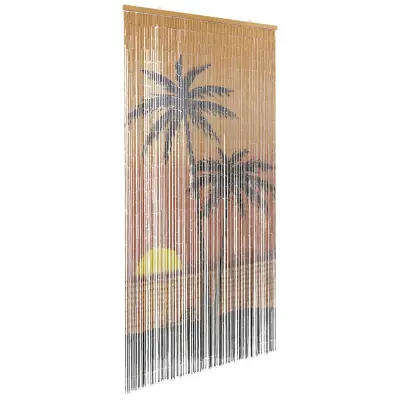 vidaXL Komarnik za vrata iz Potiskanje palme 90x220 cm bambus