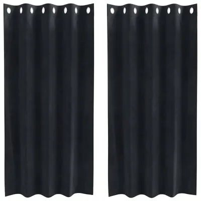 vidaXL Zatemnitvene zavese 2 pcs Črna 140 x 175 cm Žamet