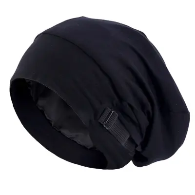 Nastavljiva Nevidna Sponka Satenasta Spalna Kapa - Črna