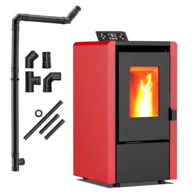 Peč na pelete – Wi-Fi upravljanje, 16 kg rezervoar, avtomatsko ogrevanje THUNDER® LEYLA-RED 6,3 kW
