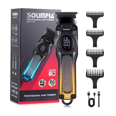 Profesionalni električni strižnik in trimer za lase z LCD zaslonom in USB polnjenjem Gold