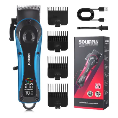 LED Digitalni Prikazovalnik Električni Strižnik Las - Profesionalni Brezžični Blue