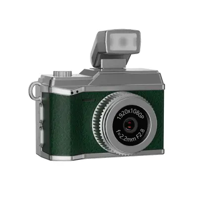 Mini Retro Kamera z Bliskavico: 1080P HD Video, Vintage Stil, Prenosni Snemalnik Green