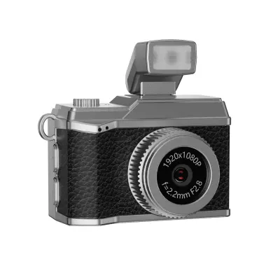 Mini Retro Kamera z Bliskavico: 1080P HD Video, Vintage Stil, Prenosni Snemalnik Black