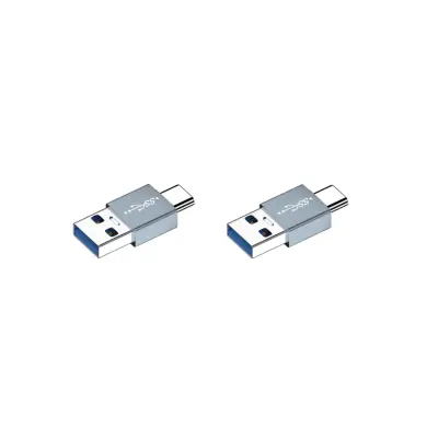 2-Pack Aluminijasta Zlitina Type-C Moški na USB-A Moški OTG Adapter