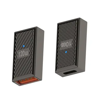 USB A ženski na Type-C moški 120W adapter - Gunmetal, hitro polnjenje