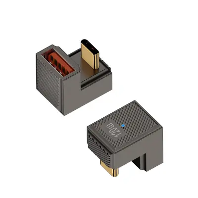Adapter USB ženski na Type-C moški U-oblike, 120W z indikatorjem, aluminij