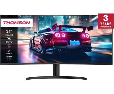 THOMSON M34QG7Y14C gaming monitor, ukrivljen, 86cm (34"), UWQHD, 240Hz, VA, 1ms, 300nit