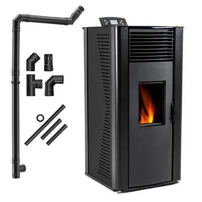 Peč na pelete– vodni plašč, Wi-Fi upravljanje, avtomatsko ogrevanje THUNDER® VAYNE-BLACK