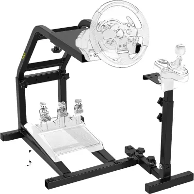 VEVOR Stojalo za dirkalni volan, nastavljiva višina 22.4"-28.5", združljivo z Logitech in Fanatec volani, trdna konstrukcija iz ogljikovega jekla