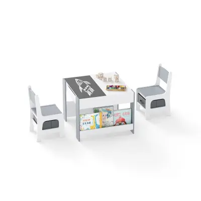 Otroška miza z obojestranskim pultom in 2 stoloma
