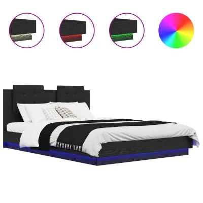 vidaXL Okvir postelje z naslonjalom Umetni hrast 140 x 200 cm