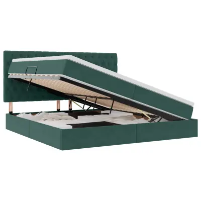 vidaXL Postelja z dodatnim prostorom za shranjevanje in LED osvetlitvijo