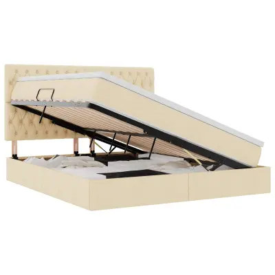 vidaXL Postelja z dodatnim prostorom za shranjevanje in LED osvetlitvijo