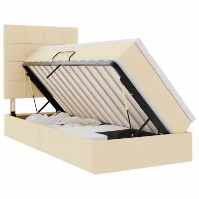 vidaXL Postelja s shranjevanjem Krema 90 x 190 cm Umjetno usnje