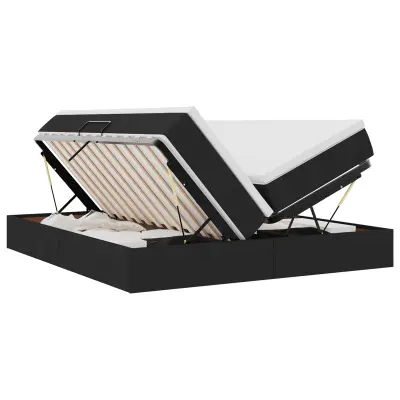 vidaXL Postelja z dodatnim prostorom za shranjevanje in vzmetnico Črna
