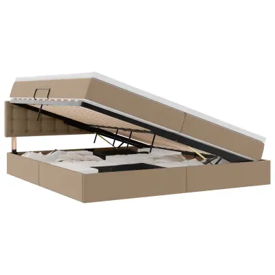 vidaXL Postelja s shranjevanjem Kapučino 200 x 200 cm Umjetno usnje