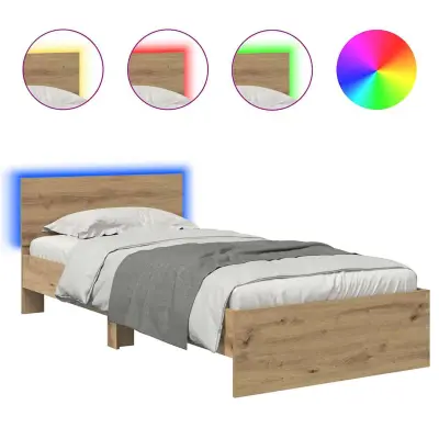 vidaXL Konstrukcija postelje Umetni hrast 90 x 190 cm Konstruiran les