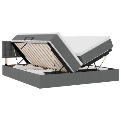 vidaXL Postelja s shranjevanjem Temno siva 200 x 200 cm Umjetno usnje