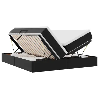 vidaXL Postelja z dodatnim prostorom za shranjevanje in vzmetnico Črna