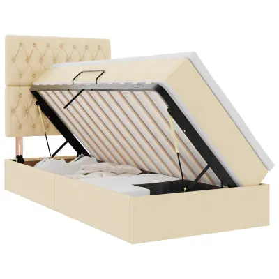 vidaXL Postelja s shranjevanjem Krema 90 x 190 cm Umjetno usnje