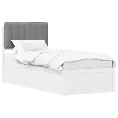 vidaXL Posteljni okvir z oblazinjenim vzglavjem Svetlo siva