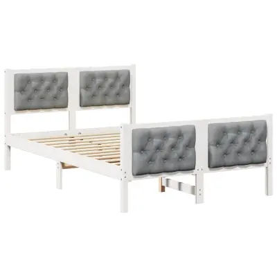 vidaXL Konstrukcija postelje z vzglavjem Svetlo siva 135 x 190 cm