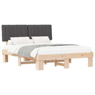 vidaXL Posteljni okvir z oblazinjenim vzglavjem z vzglavjem Temno siva