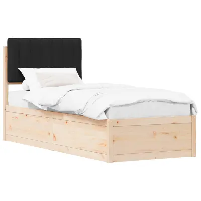 vidaXL Posteljni okvir z oblazinjenim vzglavjem Črna 80 x 200 cm