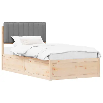 vidaXL Posteljni okvir z oblazinjenim vzglavjem Svetlo siva