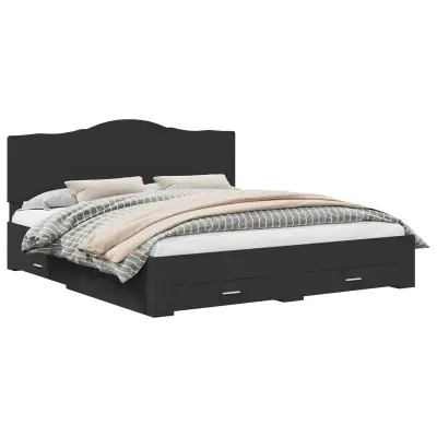 vidaXL Konstrukcija postelje Črna 200 x 200 cm Konstruiran les