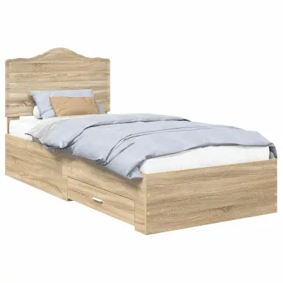 vidaXL Konstrukcija postelje Sonoma hrast 75 x 190 cm Konstruiran les