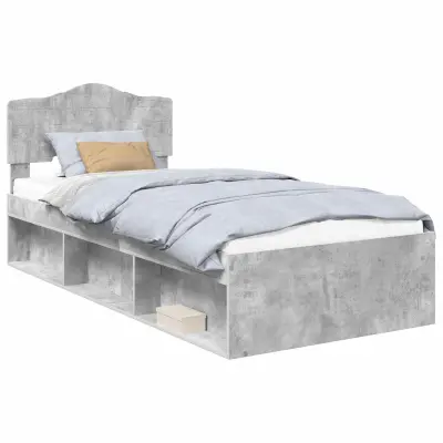 vidaXL Konstrukcija postelje z vzglavjem Betonsko siva 90 x 190 cm