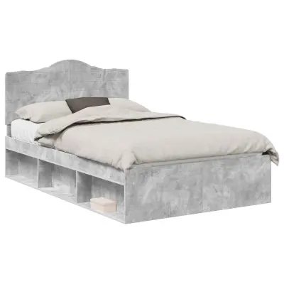 vidaXL Konstrukcija postelje z vzglavjem Betonsko siva 135 x 190 cm