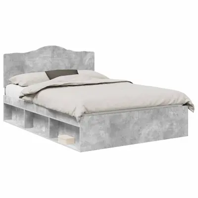 vidaXL Konstrukcija postelje z vzglavjem Betonsko siva 150 x 200 cm